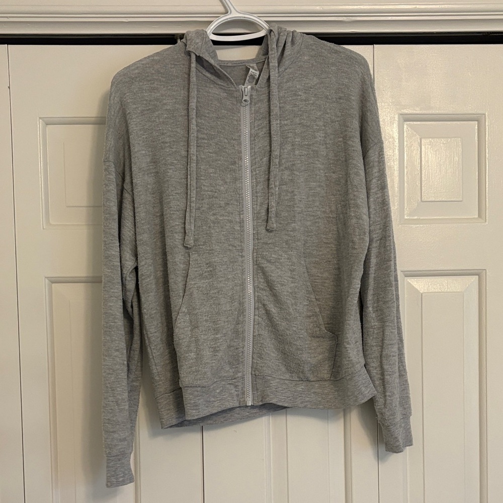 Alo Yoga Gray Zip-Up Hoodie Sweater